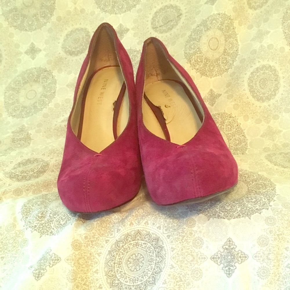 Nine West pink suede hidden platform heels sz 6.5M